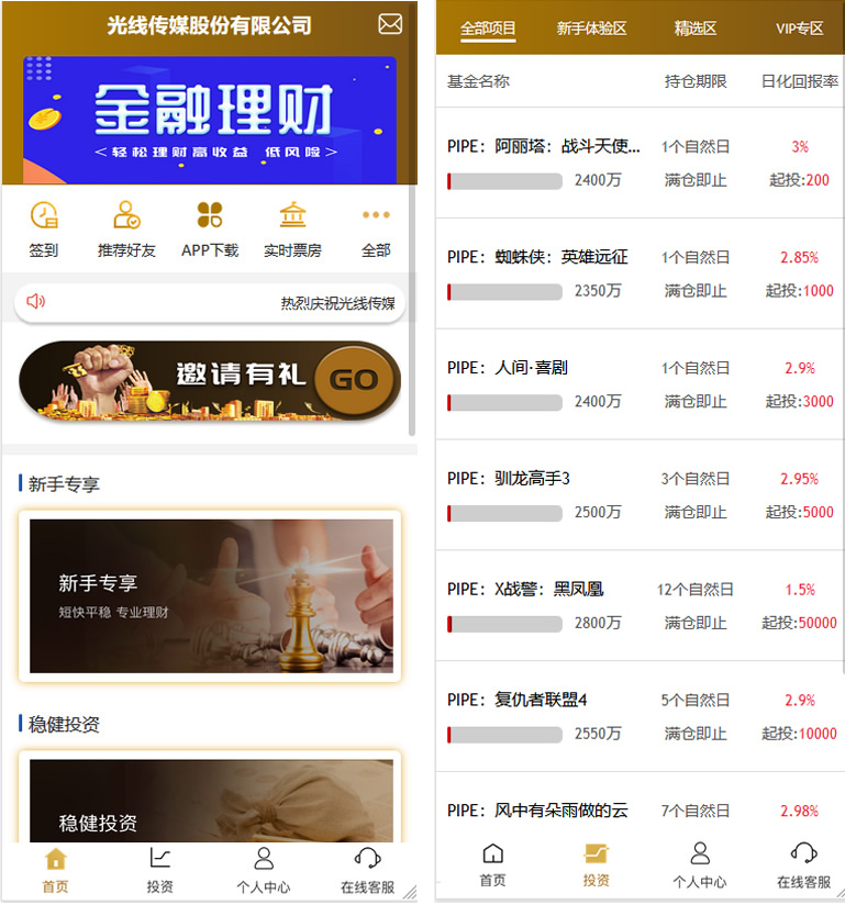 影视投资理财源码 电影项目众筹票房分红源码+对接免签支付修复短信+视频教程-橘子哭了