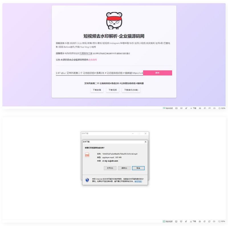 【亲测】网页版短视频去水印源码，上传既用-橘子哭了