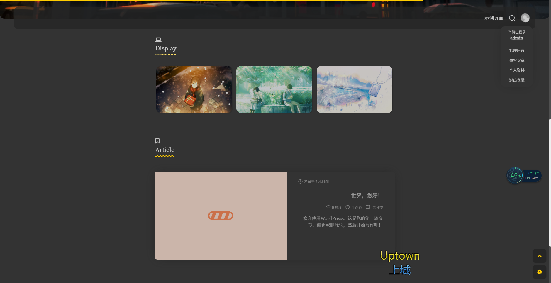 D1069 二次元简约风格Sakurairo主题 WordPress主题模板源码-橘子哭了